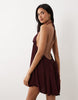 Miss Selfridge tie front halterneck mini beach cover up in plum