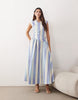 ARRANGE dropped waist midaxi wrap dress in blue stripes