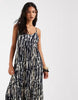 ONLY tiered maxi dress in navy abstract print