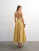 Topshop premium embroidered dropped waist maxi sundress in ochre