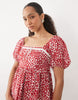 Abercrombie & Fitch square neck milkmaid mini dress in red ditsy print