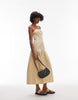 Topshop seamed detail bandeau midi dress in buttermilk