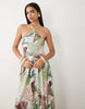crinkle cami halter midi dress in shell print