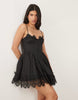 Bardot Ashta lace detail mini dress with corset detail in black