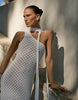 4th & Reckless crochet asymmetric scarf detail maxi beach dress in white