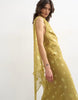 Topshop jacquard polka dot occasion maxi dress with open back in green
