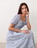 Abercrombie & Fitch milkmaid maxi dress in blue floral print