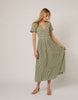 Nobody's Child Eliza v-neck short sleeve midi dress in green gingham