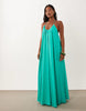 Petite trapeze scoop neck full hem maxi dress with bead detail back in aqua