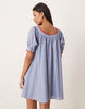 babydoll button down mini dress in blue and red stripes