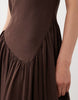 dropped waist linen mix maxi dress in chocolate
