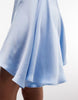 Monki sweetheart satin slip mini dress in blue