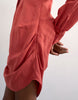 Topshop gathered skirt mini shirt dress in rust