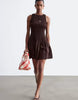 & Other Stories drop waist mini smock dress in chocolate brown