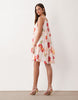 Gina Tricot flowy strap detail mini dress in white poppy print