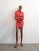 Topshop gathered skirt mini shirt dress in rust