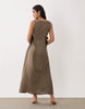 VILA tie side v neck maxi dress in cub brown