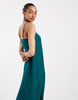 PIECES satin cami maxi dress in teal blue