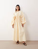 ARRANGE pleated waist long sleeve maxi dress in buttermilk