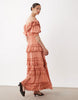 bardot maxi dress with floral broderie in peach