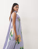 ARRANGE botanical floral embroidered one shoulder maxi dress in dusky blue