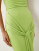 TFNC slinky bandeau ruched knot front maxi dress in lime