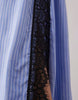 cami maxi slip dress with lace trim in blue striped print