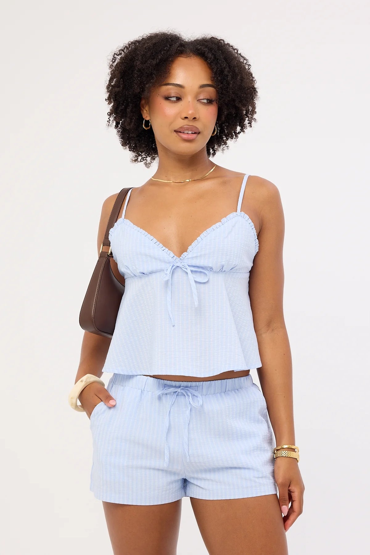 Luck & Trouble Ari Stripe Cami Top Blue Stripe