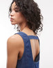 Reclaimed Vintage denim cami mini dress with ruffle details in mid blue