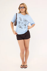 Perfect Stranger Amore Al Sole Oversized Graphic Tee Blue