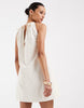 halter neck trapeze shaped waist mini dress in cream