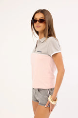 Rusty Insert Dad Joke Baby Polo Tee Pink/Grey