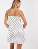 PIECES satin cami mini dress in white and black polka dot print