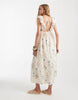 Vero Moda ruffle shoulder V-neck maxi dress in cream floral print