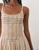 Abercrombie & Fitch scoop neck dipped waist maxi dress in brown stripe