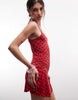 COLLUSION cami skort dress in red polka dots