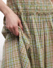 COLLUSION shirred v-neck maxi dress in green plaid