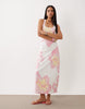 scoop neck midaxi dress in enlarged flower print