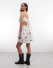 Miss Selfridge embroidered tie back mini dress in white