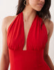 Kaiia exclusive halterneck plunge godet hem mini dress in red