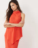 Tall chiffon high neck double layer maxi dress in red