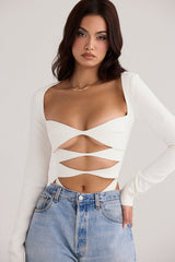 white cutout bodysuit
