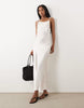 ARKET satin tie shoulder midi slip dress in pink