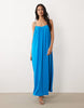 strappy cami maxi trapeze dress in blue