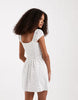 Hollister cap sleeve button up mini dress in white polka dots