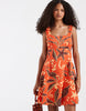 Vero Moda sleeveless pleated front mini dress in orange sea shell print