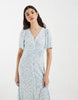 Vero Moda button down maxi dress in white and blue ditsy floral print
