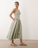 Abercrombie & Fitch twill v neck midi dress in mid green