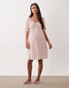 Mamalicious Maternity seersucker puff sleeve ruched front dress in pink plaid print