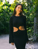 South Beach maxi knit beach dress with cutout detail in black